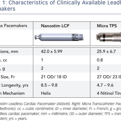 Characteristics of Clinically Available Leadless Pacemakers