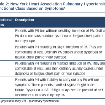 New York Heart Association Pulmonary Hypertension Functional Class Based on Symptoms