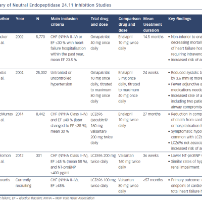 Summary of Neutral Endopeptidase 24.11 Inhibition Studies