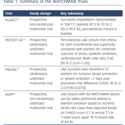 Summary of the WATCHMAN Trials